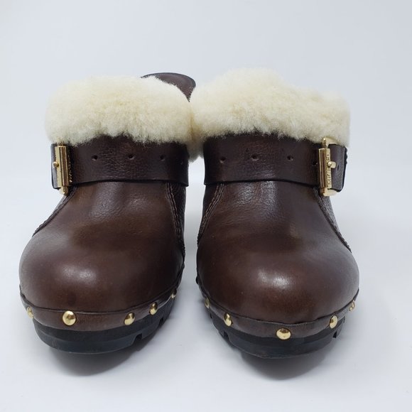 Michael Kors Brown Shearling Clogs - Picture 4 of 12